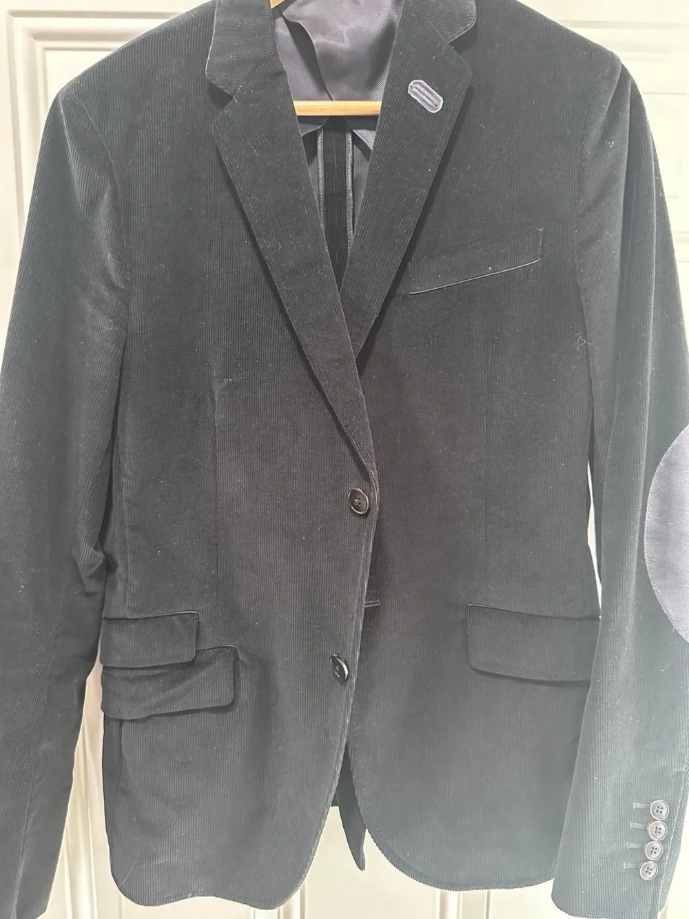 Gucci Single-Breasted Velvet Blazer in Navy Blue Cotton